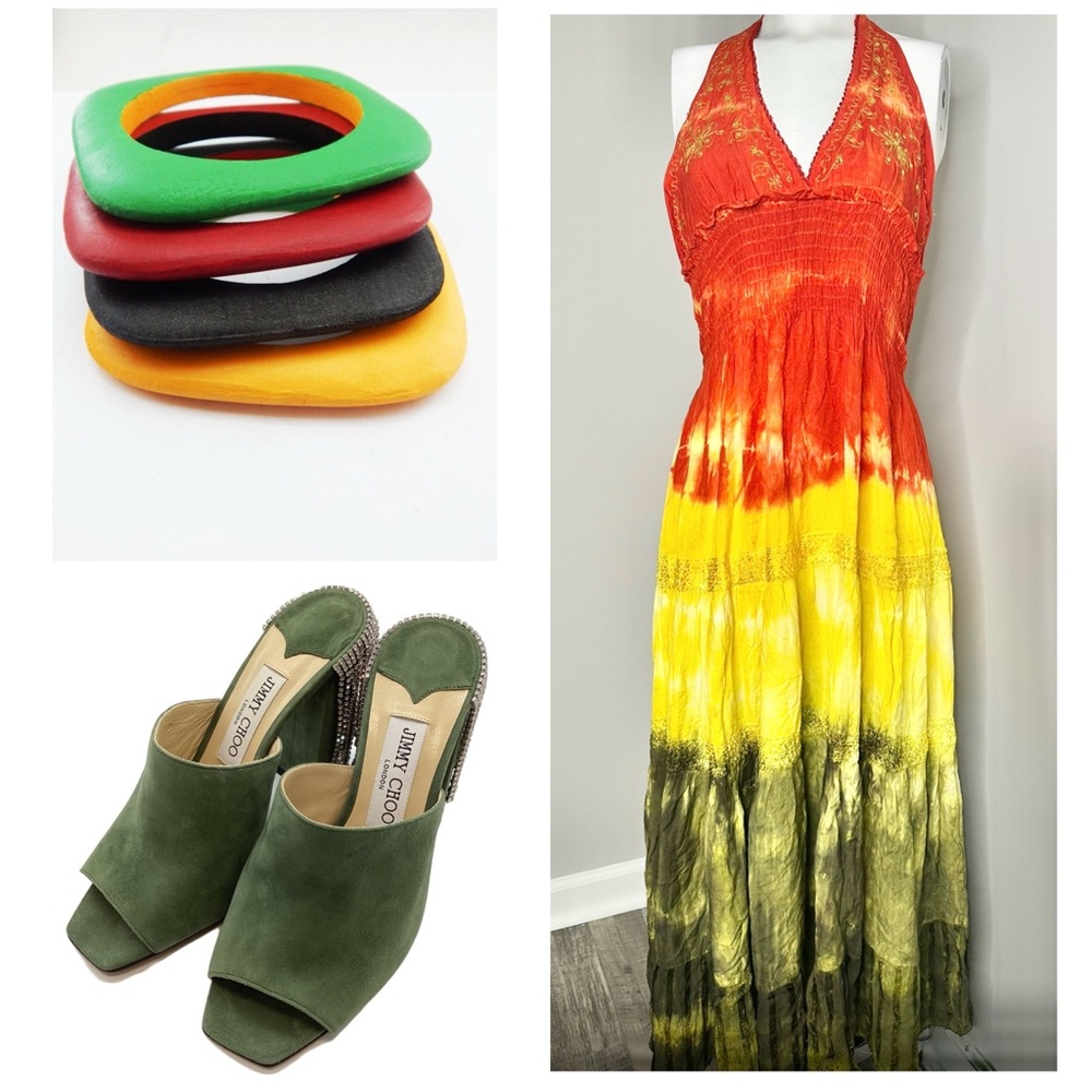 Fashion Terminal Vibrant Tie-Dye Halter Maxi Dress- PRELOVED- FREE SIZE